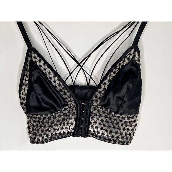 Victoria Secret Black Strappy Starburst Tanga Bralette Women's Size L - Picture 4 of 8
